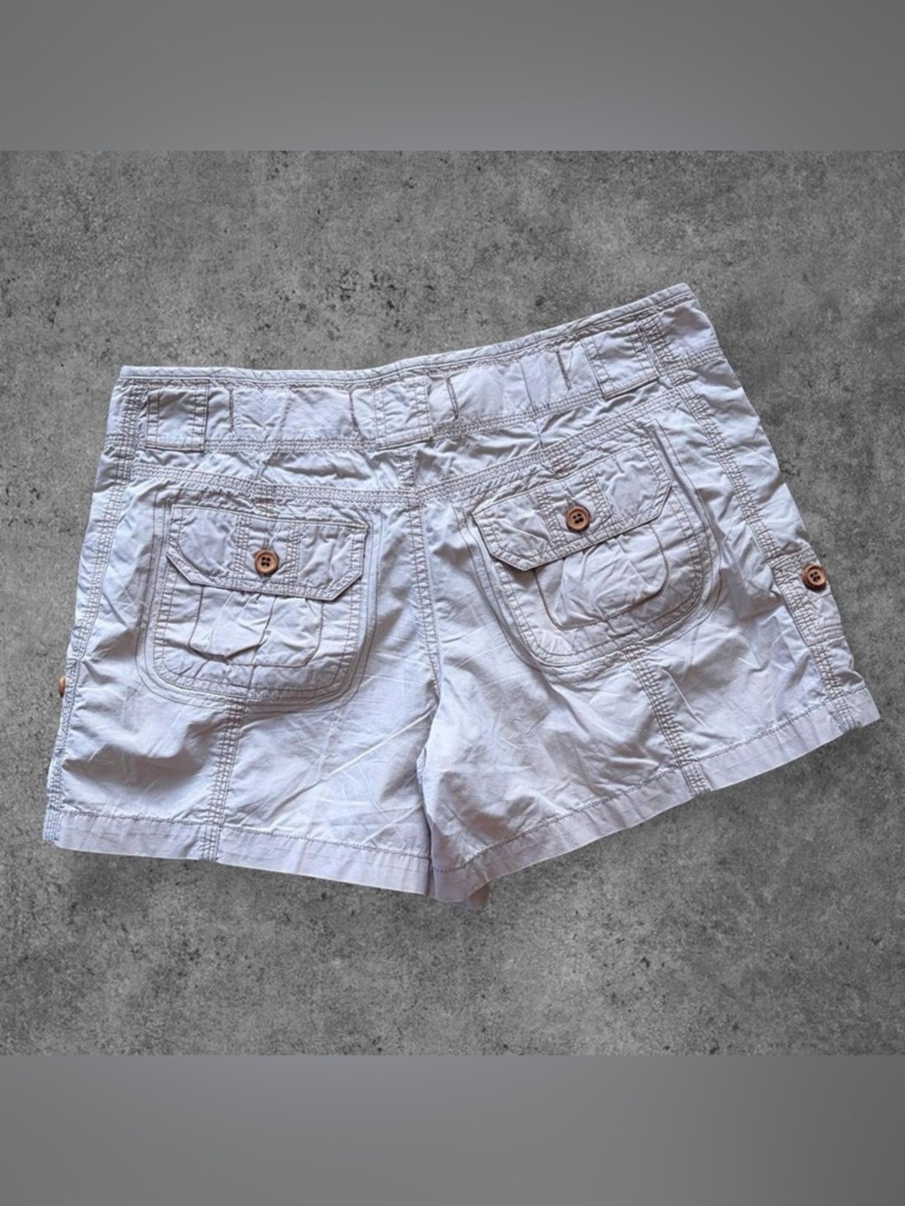 Khaki Mini Cargo Shorts - Picture 3 of 4